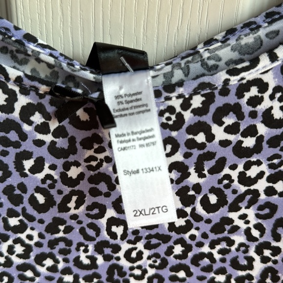 NWT CHARMOUR COOL PURPLE BLACK BEIGE ANIMAL PRINT CHEMISE PJ GOWN 2X - Picture 8 of 8